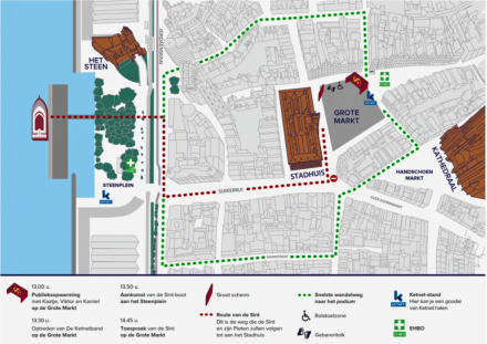 Plan intrede Sinterklaas in Antwerpen op 18 november 2023